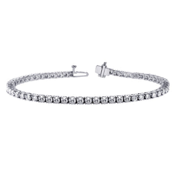 4.00 CT 4 Prong Round Diamond Tennis Bracelet in 14k White Gold H/SI